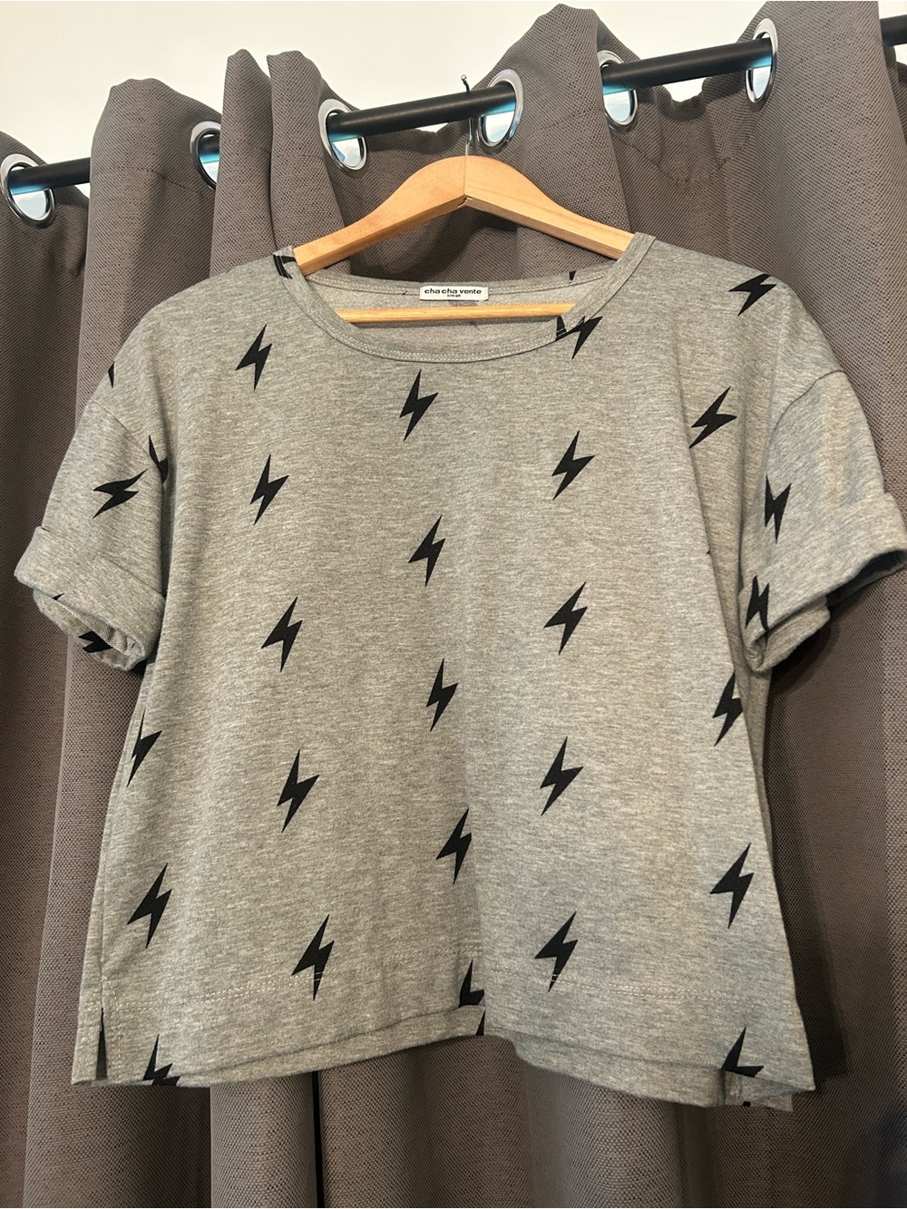cha cha vente Gray Lightning Bolt Boxy Tee